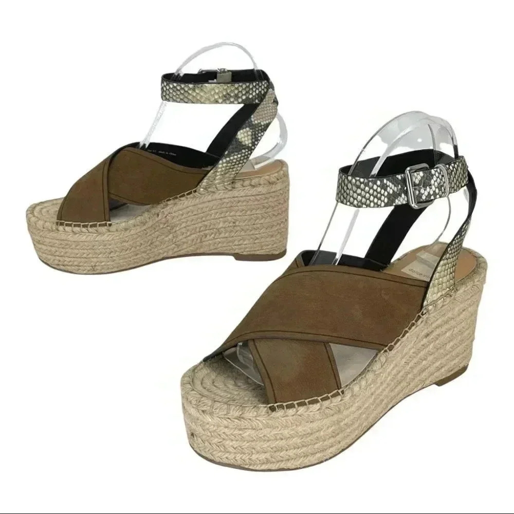 Dolce Vita Carsie Olive Nubuck Leather Espadrille Platform Womens Sandals - Picture 11 of 13